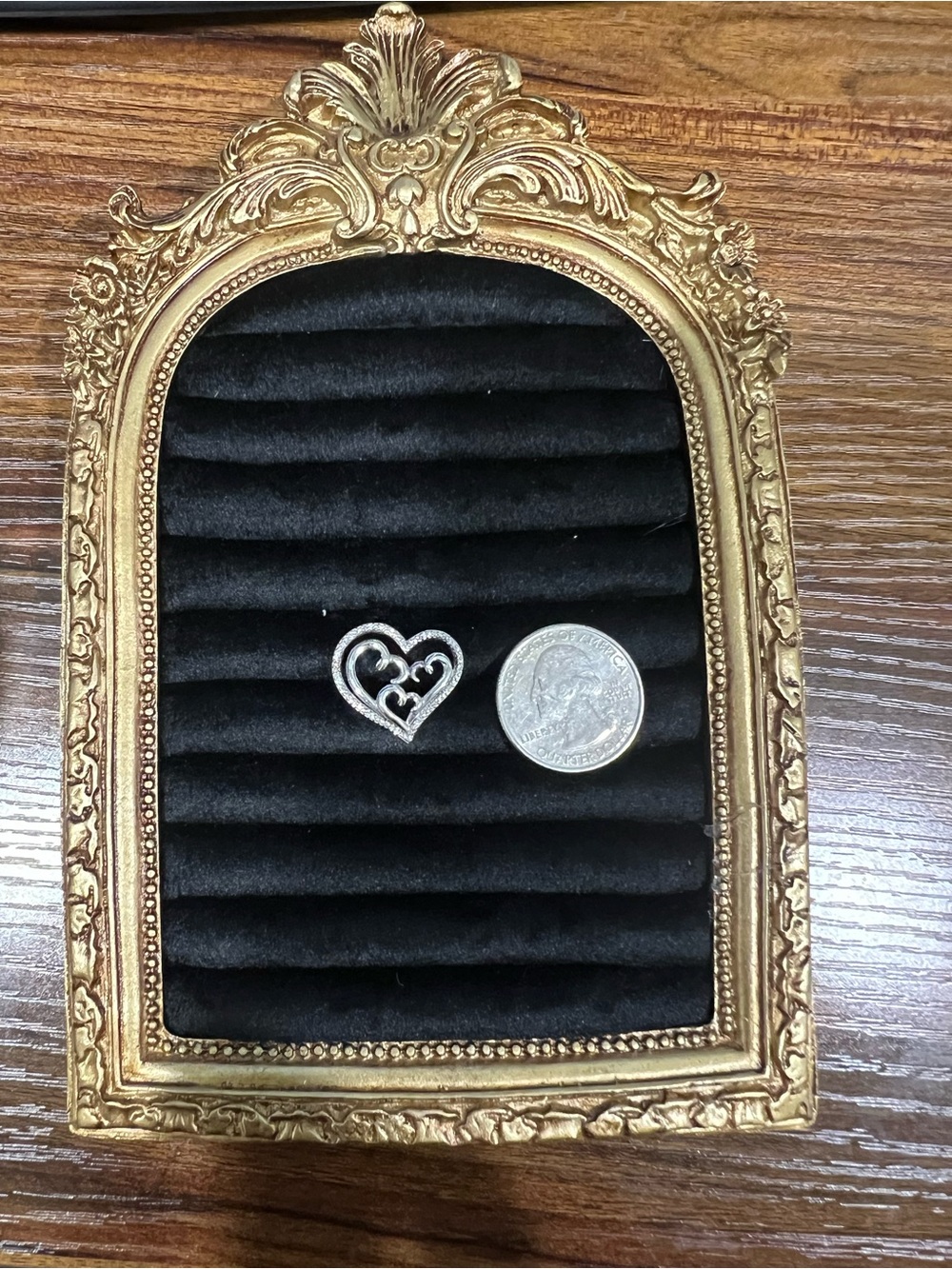 Silver and diamond Heart Trio Pendant stamped JWBR - Elegant Women’s Jewelry - Picture 3 of 3